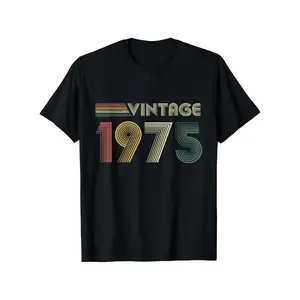 1975 Birthday, 1975 T Shirt 100% Cotton Casual Tshirts Crewneck T-Shirt Short Sleeve Unisex Graphic Tee for Men Women Adults Classic Menswear Top