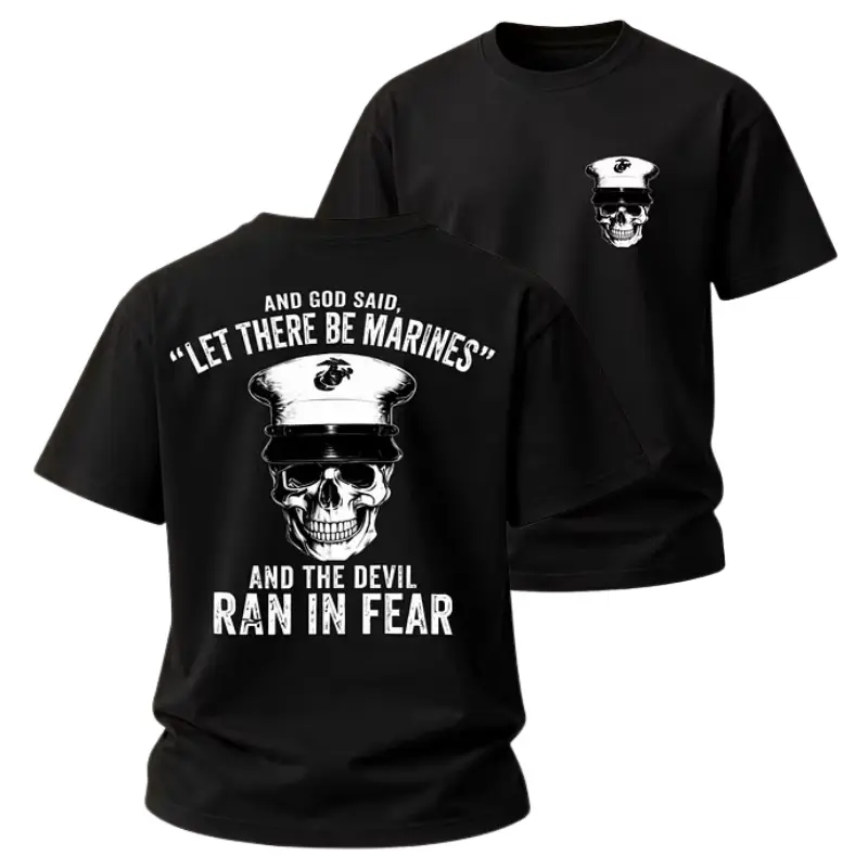🪖 🌊 USMC Let There Be Marines Shirt Marine Corps Skull T-Shirt Military Veteran Graphic Tee Semper Fi Patriot Apparel Gift For Marines Active Duty Veterans Military Families Men Women