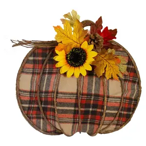 northlight orange plaid pumpkin