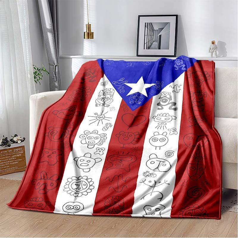 puerto-rico-flag-pattern-blanket-soft-throw-blanket-air-conditioned