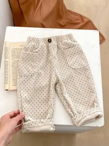 Unisex Baby Pants Spring Summer Fall Winter, New Arrival Toddler Long Pant, Dot Print Corduroy Loose Fit Casual Wear, Baby Clothing