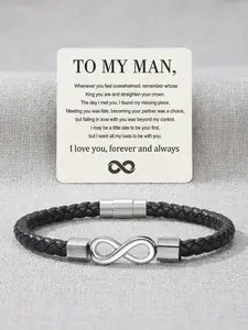To My Man, Infinity Leather Bracelet Husband Gifts from WifeI Love You Forever and Always Bracelets Boyfriend Anniversary Birthday Christmas Fathers Gifts for Men Son Grandson Exquisite Bracelet