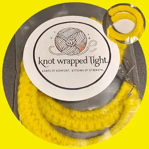 Knot Wrapped Tight Large Hoop Earrings - Yellow Crochet Design by Knot Wrapped Tight Brand