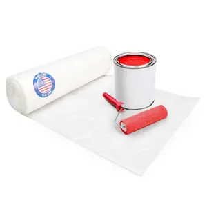 Plastic Sheeting 4 mil, 4' x 50' (200 sq.ft.) - Thick Semi-Clear Plastic Sheeting for Painting, Constructionm, Drop Cloth - Heavy Duty Plastic Sheeting - LDPE Film Roll by