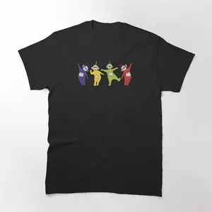 Skeletubbies Unite! T-Shirt - A Fun and Spooky Twist on the Classic Teletubbies Theme, Perfect for Halloween and Fans of Creepy Cute Characters