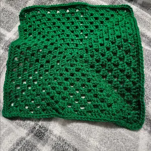 handmade red heart paddy green granny square lovey blanket