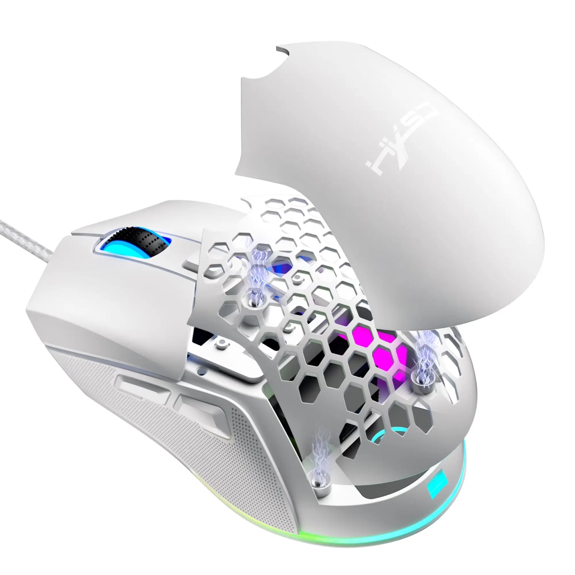 USB Wired Ergonomic Lightweight Gaming Mouse RGB Backlit Braided Design 7200 Dpi Adjustable Replacement Optical Mouse for Ambidextrous Users PC Gaming Mice
