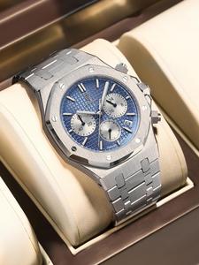 men's business  round dial trendy multifunctional watch, modern fashionable wristwatch, analog watches, fashion waterproof & luminous watch with date feature, modern trendy all-match & exquisite stainless steel watch for birthday accessories gift with box