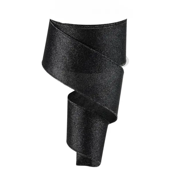 2.5" x 10yd Shimmer Glitter Ribbon in Black