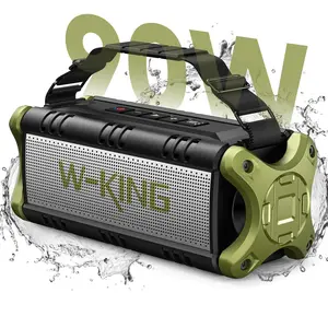 W-KING 90W Rechargeable Portable Wireless Bluetooth Speaker - 50W Deep Bass Dual Subwoofers, IPX6 Waterproof, 40H Playtime, Power Bank, Adjustable Stereo Pairing, Shockproof Audio Device, Manufacturer Warranty, for Outdoor Camping, Smartphone Connection,