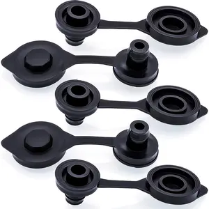 5 count Small Universal Can Vent Cap, Can Vent Cap Replacement Flexible Pour Nozzle Gasket Stopper Vent Cap  Caps, Compatible for  of The Cans Old Style Water Gas Jug (Black)