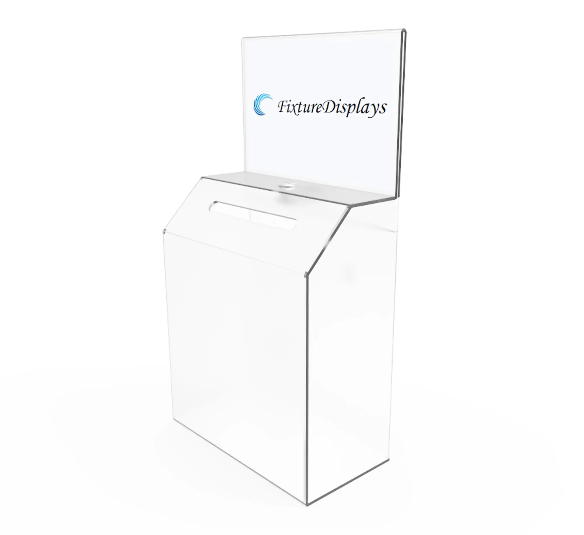 FixtureDisplays® 8.5"x16.0"x 4.5"Frosted Acrylic Ballot Box w/ Sign Holder,Wall or Countertop-Clear 19243NEW-NF