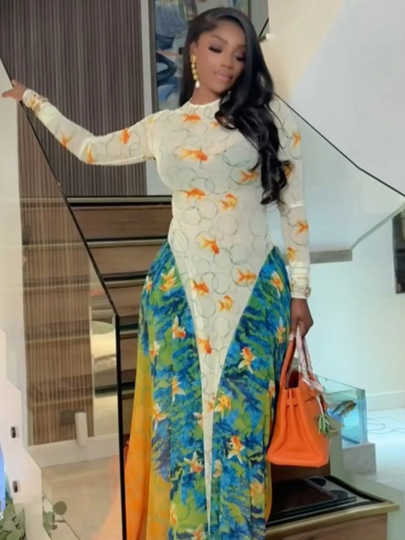 elegant patchwork sleeve dress Boho Maxi Dress With Sleeves