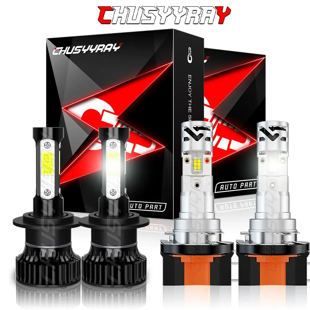 For Mercedes-Benz GLK350 2013-2015 LED Headlights H7+H15 Bulbs High Low Beam 4X Super Bright Automotive