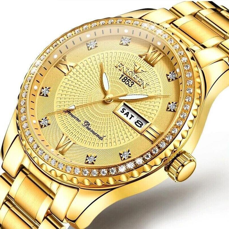 Waterproof Gold Men'S Watch Classic Stainless Steel Quartz Analog Business Gift Does not apply