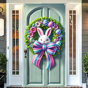 2D Flat Door Banner 1pc, Easter Bunny Door Banner, Egg Easter Door Banner, Hanging Banner Sign Decoration, Happy Easter Party Favors, Wishing Banner, Outdoor Banners, Yard Sign Banner