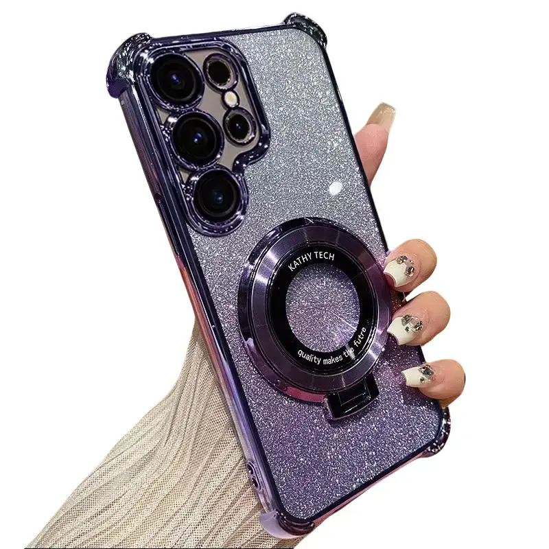 Samsung S26 Ultra Shockproof Phone Cover - Shock-Absorbing Corner Airbags, Soft Slim TPU Exterior, Shiny Bling Glitter Casing, Protection Accessories - Compatible with Samsung S25, S24, S23, S22 Edge, FE Plus - Great Gift Option, Installation, Protective