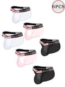 Men's 3/6-Pack Sheer Summer Bikini Briefs Set - Ultra-Thin Silky Sporty Men's Underwear with Holographic Waist, High-Cut Legs, U Pouch, Quick-Dry & Breathable for Gym, Beach 2025 New Arrivals