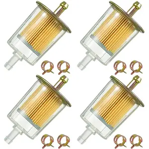 4PCS 5/16" Universal Fuel Filters with 8PCS 14mm Hose Clamps Gas Inline Fuel Filter Replacement for Motorcycles, Cars, Trucks HE007