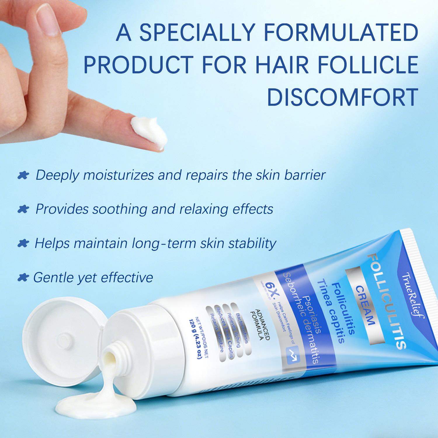TrueRelief Folliculitis Soothing Cream, Organic Hair Follicle Care for Scalp Face Body, Targeted Folliculitis Relief, Soothes Irritated Skin & Follicles, Natural Organic Ingredients, Gentle Daily Care, Non-Greasy, 120g TrueRelief Folliculitis Soothing Cream, Organic Hair Follicle Care for Scalp Face Body, Targeted Folliculitis Relief, Soothes Irritated Skin & Follicles, Natural Organic Ingredients, Gentle Daily Care, Non-Greasy, 120g