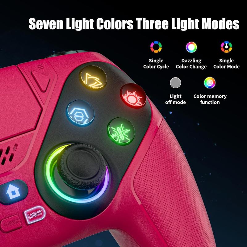 RGB Wireless Controller Mult-platform Compatible, Dual Vibration, Turbo, Programmable Buttons