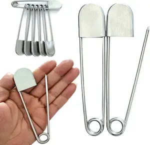 6 Pack Large Safety Pins, 5 Inches Heavy Duty Stainless Steel Oversize Safety Pins,  Pins for Blankets, Heavy Laundry, Crafts and Decorations