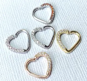 1pc Heart Bendable Ear Hoop Ring Lined CZ Gems Cartilage Daith Helix Snug