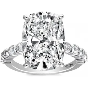 9.0ct Crushed Ice Elongated Cushion Cut Engagement Ring for Women,925 Sterling Silver Promise Ring for Wedding,Daily,Travel,Party princess cut ring halorings