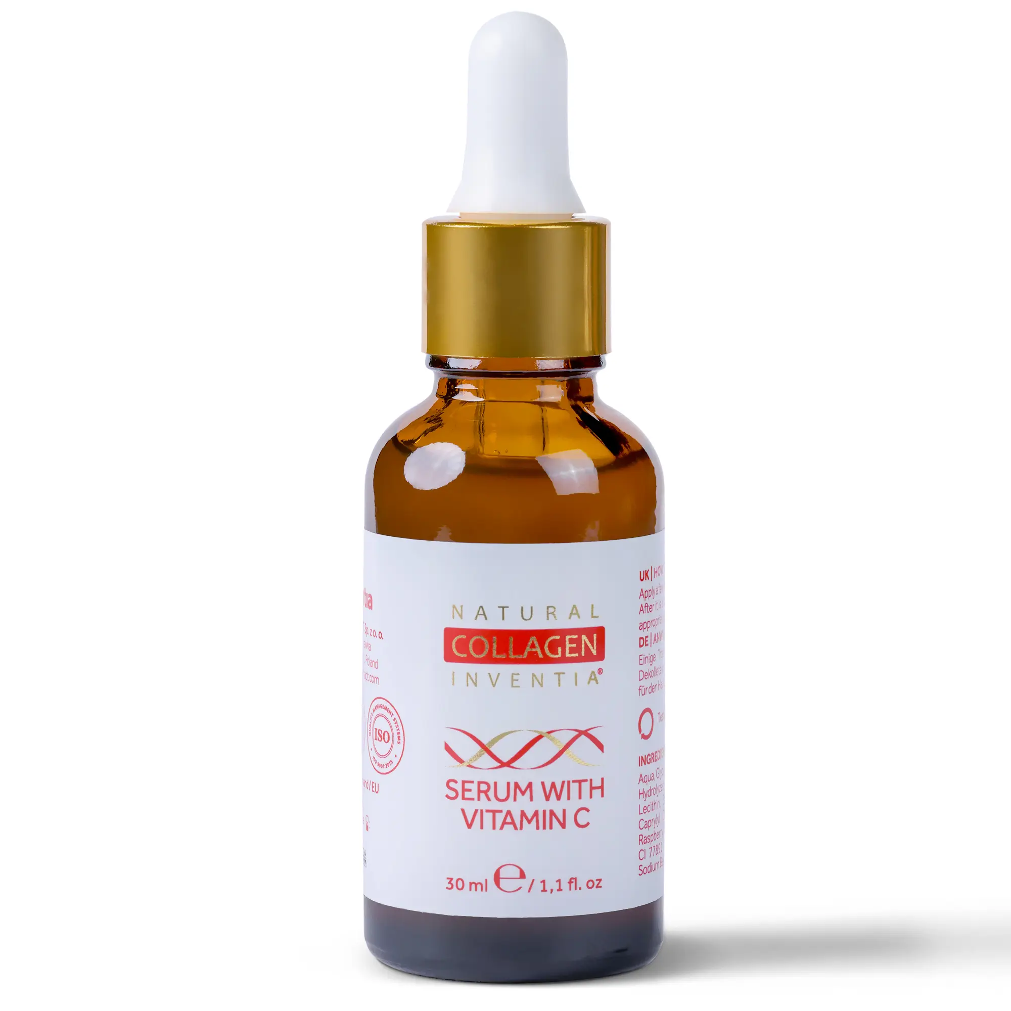 Natural Collagen Inventia Vitamin C Collagen Serum - 30ml Anti-Aging, Skin-Regenerating & Moisturizing Facial Serum - Evens Skin Tone, Erases Blemishes & Boosts Radiance for All Skin Types