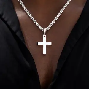 Simple Cross Pendant in 18k White Gold Plated - Pendant Only - Lifetime Guarantee