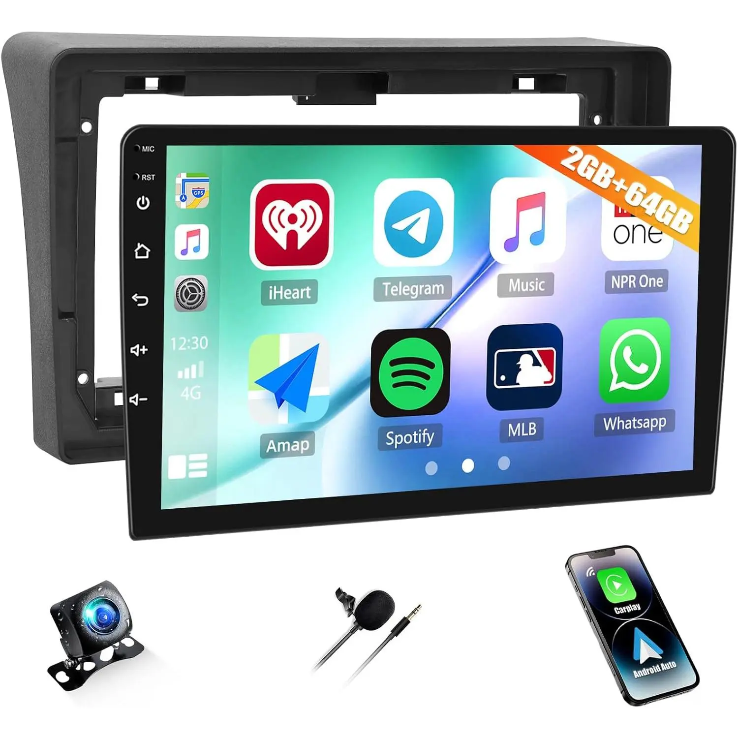2+64G Car Stereo Radio for Nissan Frontier Pathfinder 2005-2008 with Wireless CarPlay Android Auto, 9" Touch Screen Android 15 Car Radio with GPS Navigation Bluetooth WiFi Mirror Link Backup Camera, Android Car Player