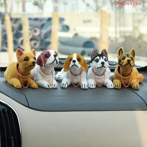 Shaking Head Dog Ornament Cute Nodding Dog Figurine For Car Dashboard Interior Decoration And Household Desktop Decor