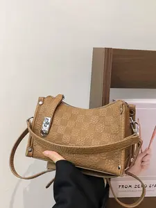 Women's Fall/winter Single-Shoulder Tote Bag, Stylish Minimalist Casual Retro Plaid, Perfect for Daily Commuting Shopping Dates Gifting