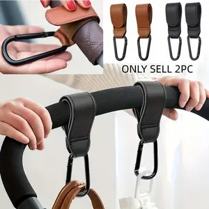 2pcs Baby Stroller Hooks, Bicycle Motorcycle Handlebar Hooks, Magic Tape Hooks, Multi-Purpose Self-Adhesive Hooks for Travel Shopping Car Use Essentials