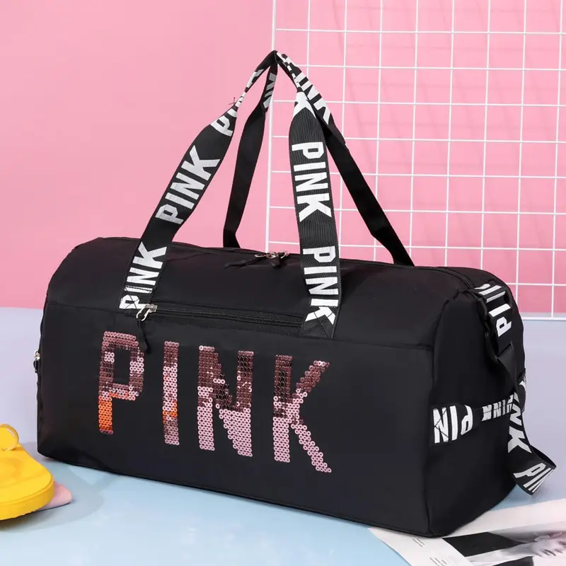 【Black Friday】Fitness Bag with Shoe Compartment, Stylish Letter Printed Large-Capacity Lightweight Crossbody Gym Bag, Multifunctional Shoulder Bag