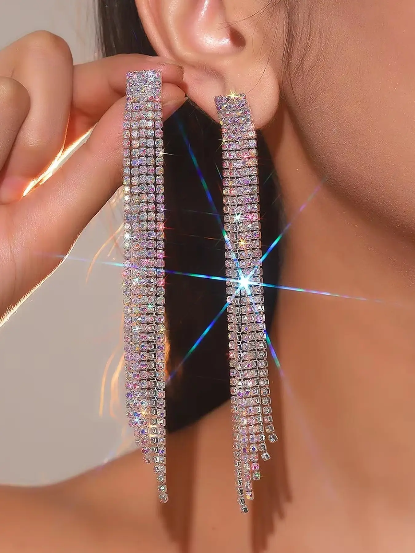 Elegant Crystal Dangle Earrings for Women, Long Rhinestone Earings, Party Earrings for Parties Weddings Holidays, Sexy Style Jewelry Gift, Sparkling Ear Jewelry, Shining Earrings, Statement Earrings, Dangly Earrings, Earrings Dangling