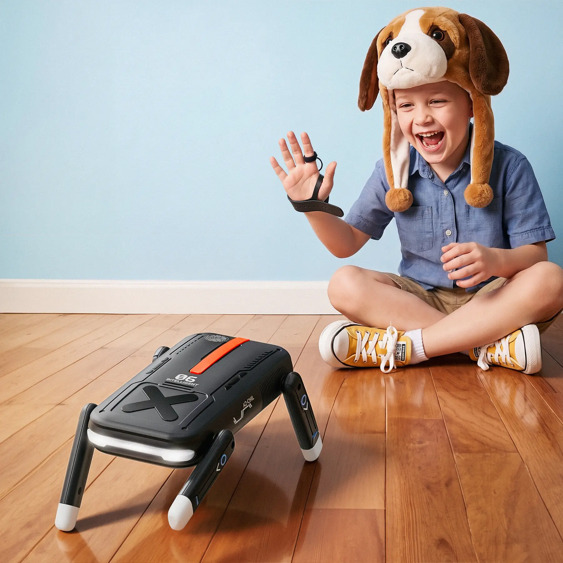 Ruko R1 Mini AI Robot Dog Toy for Kids - Electric Remote Control, Gesture Control Smart Pet, Touch-to-Follow, Programmable Tricks, Dancing Birthday Gift