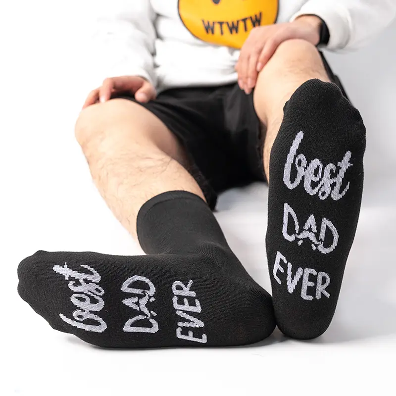 Pack of 5 black socks—great gifts for Dad: birthday present, Father’s Day gift, Christmas stocking stuffer. Fun novelty socks, casual outdoor socks, suitable for all seasons.