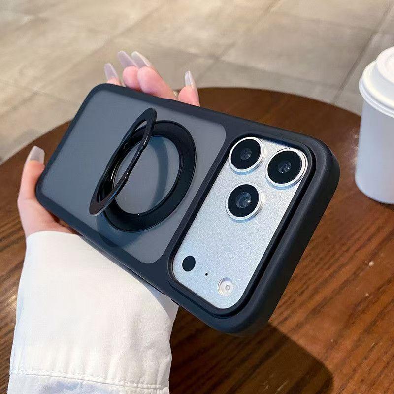 360° Rotatable Magnetic Kickstand Case for iPhone 17 16 15 14 13 12 Pro Max Plus, Skin-Friendly Matte Finish, Large Cutout Design, Shockproof Full Body Protective Phone Cover Perfect Gift for Her/Him