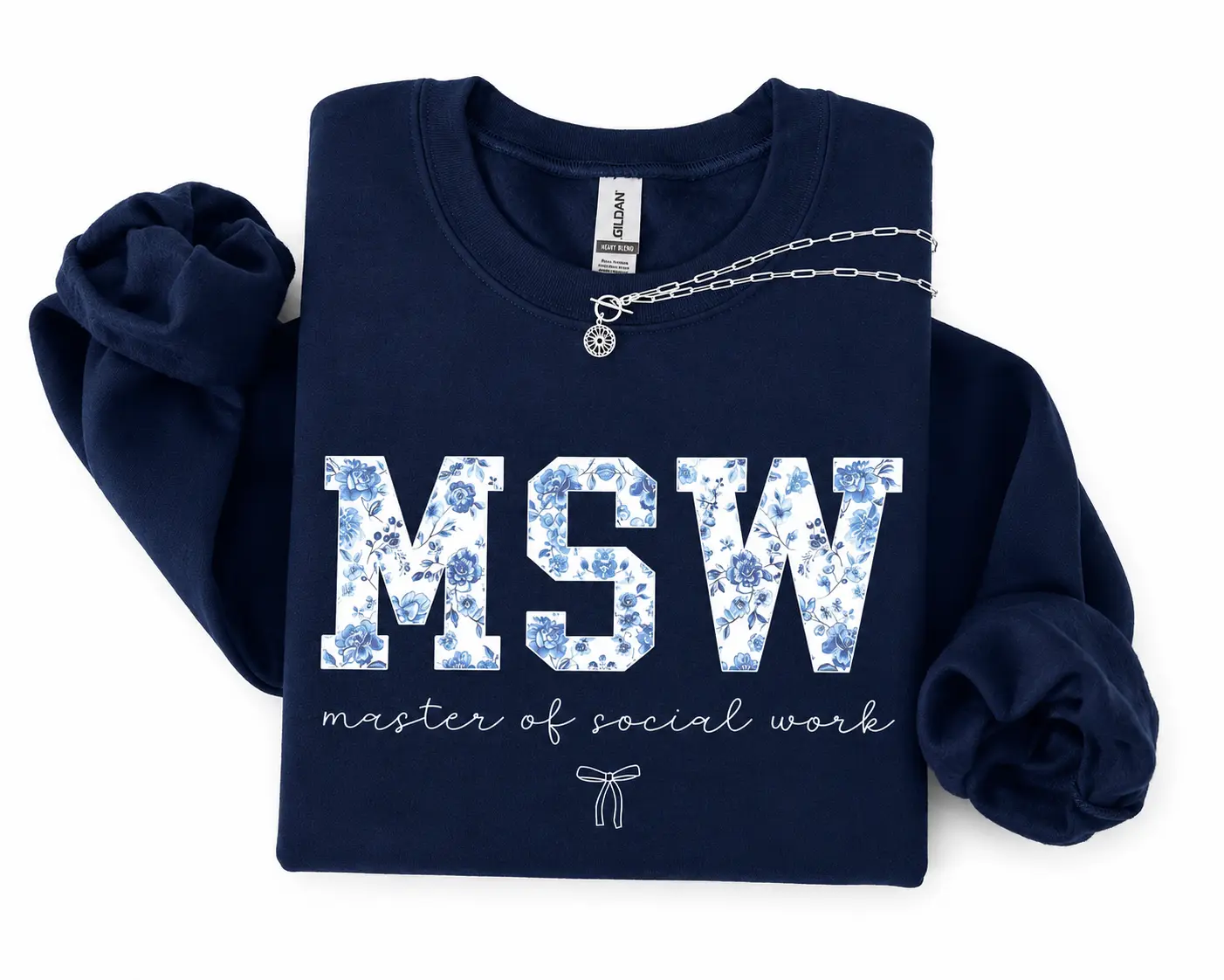 MSW Women's Sweatshirt, Retro Blue Toile Social Worker Apparel, Master of Social Work Student Gift