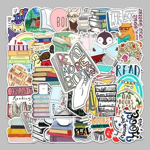 Reading Themed Sticker, 50pcs/set Creative Book Pattern Sticker, Decorative Sticker for Phone Case, Skateboard, Luggage, Notebook, Scrapbook, Screen Protector