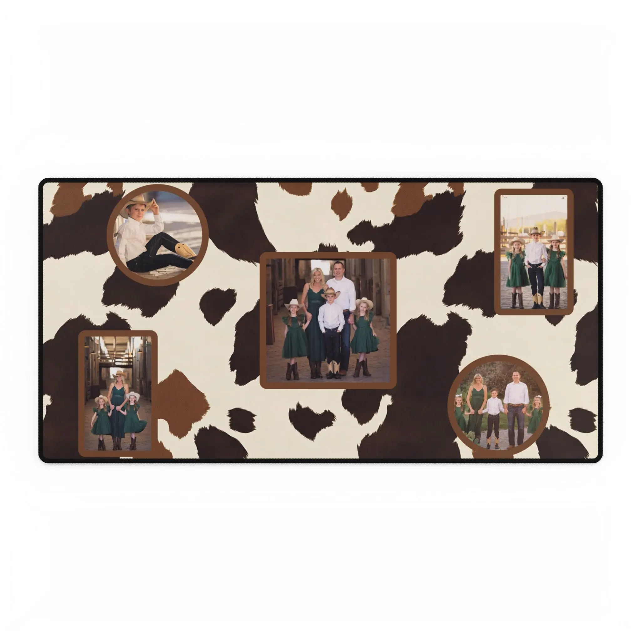 Western Cowhide Print Personalized Photo Polyester Office Desk Pad