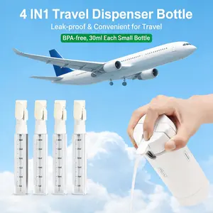 4-in-1 Travel Dispenser Bottle | Leak-Proof & Refillable | Lightweight, Easy to Carry for Gym, Vacations & Business Trips