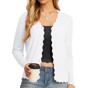 GRECERELLE Women's Long Sleeve V-Neck Button Down Cardigan Knit Shrugs Sweater