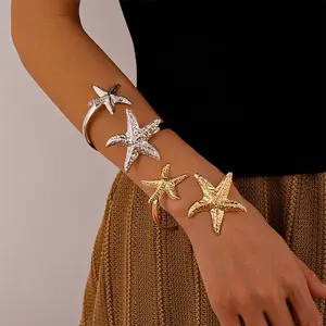 Irregular starfish open arm ring bracelet golden/silver optional ladies daily wear gift Fashionable Bangles Multilayered Bangles