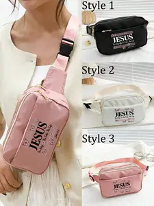 Faith Theme Multicolor Lightweight Chest Bag, Versatile Bag, Jesus Element Nylon Wear-Resistant Backpack, Adjustable Shoulder Strap Waist Pack, Zipper Fanny Pack, Zipper Bum Bag, Zipper Belt Bag
