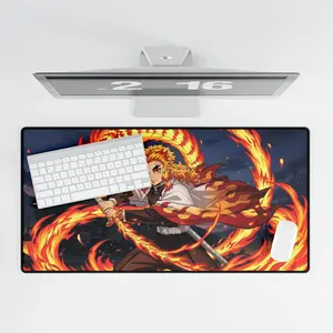 [ SALE UP 45% ] Demon Slayer Desk Mat Rengoku Mugen Train Anime Desk Pad Large Gaming Mouse Pad