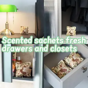 4 Packs Cedar Scented Sachet Bags for Drawers and Closets, Potpourri Packets for Women Clothes, Handcraft Wedding Fragrance Mesh Pillow Summer, Bedroom Indoor Organza Fresheners Dried.