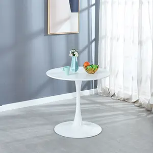 【GOOGREAT】31.5"White Tulip Table Mid-century Dining Table for 2-4 people With Round Mdf Table Top, Pedestal Dining Table, End Table Leisure Coffee Table