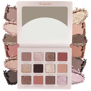 Lamora Nude Eyeshadow Palette Makeup - 12 Neutral Pigmented Matte & Shimmer Shades - Travel Size Eye Shadow With Mirror for Everyday Wear & Special Occasions